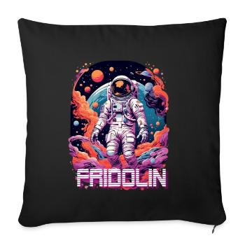 FRIDOLIN - Schöner Jungen Name mit Astronaut - Sofakissenbezug 45 x 45 cm - Schwarz - Vorne