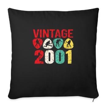 2001 Geburtstag Rock n Roll Vintage - Sofakissenbezug 45 x 45 cm - Schwarz - Vorne
