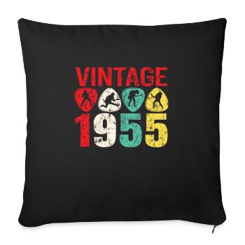 1955 Geburtstag Rock n Roll Vintage - Sofakissenbezug 45 x 45 cm - Schwarz - Vorne