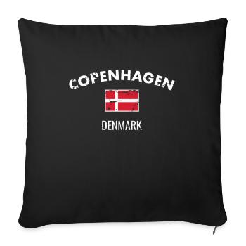 Copenhagen Denmark Vintage Danish Flag - Sofa pillowcase 17,3'' x 17,3'' (45 x 45 cm) - black - Front