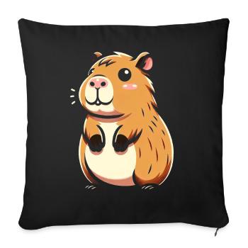 Mignon hamster toiletteur rongeur - Housse de coussin décorative 45 x 45 cm - noir - Devant