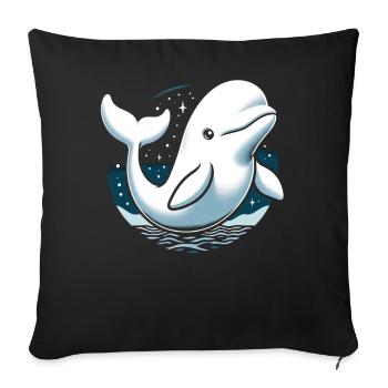 Beluga whale marine animal aquarist cetology - Sofa pillowcase 17,3'' x 17,3'' (45 x 45 cm) - black - Front