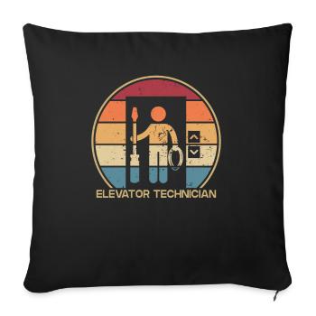Retro Technician Repair Inspector Elevator - Sofa pillowcase 17,3'' x 17,3'' (45 x 45 cm) - black - Front