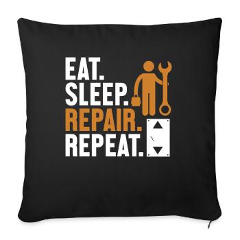 Eat Sleep Repair Repeat Inspector Repair Elevator - Sofa pillowcase 17,3'' x 17,3'' (45 x 45 cm) - black - Front