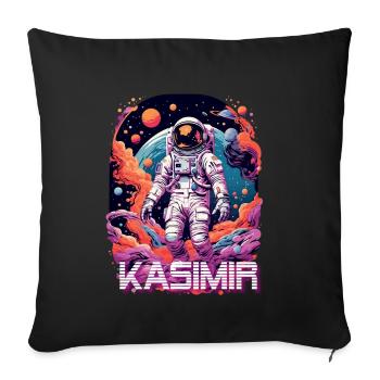 KASIMIR - Schöner Jungen Name mit coolem Astronaut - Sofakissenbezug 45 x 45 cm - Schwarz - Vorne