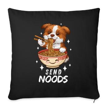 Dog Ramen Noodles Chibi Asia Noodle Soup Anime - Sofa pillowcase 17,3'' x 17,3'' (45 x 45 cm) - black - Front