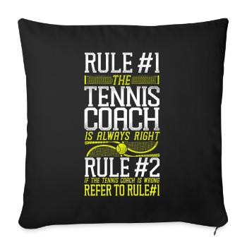 Entraîneur de raquette de joueur de tennis drôle - Housse de coussin décorative 45 x 45 cm - noir - Devant