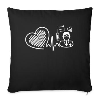 Dentist Dentist Heartbeat - Sofa pillowcase 17,3'' x 17,3'' (45 x 45 cm) - black - Front