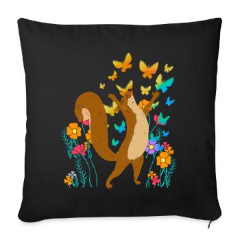 Schmetterlinge Insekten Eichhörnchen Eichhorn Kind - Sofakissenbezug 45 x 45 cm - Schwarz - Vorne