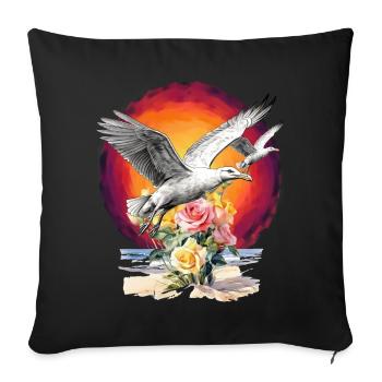 Seagulls Seagull Seagulls Maritime Sunset - Sofa pillowcase 17,3'' x 17,3'' (45 x 45 cm) - black - Front