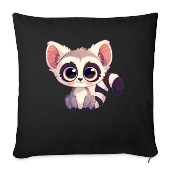 Lémuren Lémuriens Lémurien - Housse de coussin décorative 45 x 45 cm - noir - Devant