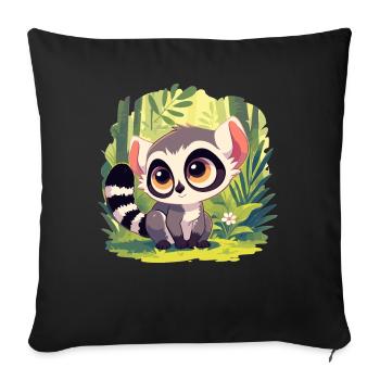 Lémuren Lémuriens Lémurien - Housse de coussin décorative 45 x 45 cm - noir - Devant