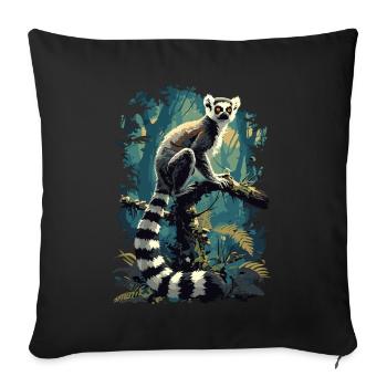 Lémuren Lémuriens Lémurien - Housse de coussin décorative 45 x 45 cm - noir - Devant