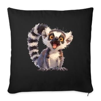 Lémuren Lémuriens Lémurien - Housse de coussin décorative 45 x 45 cm - noir - Devant