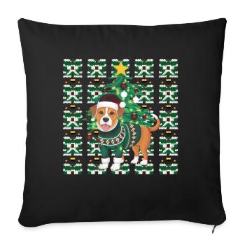 chien moche Noël Noël Père Noël - Housse de coussin décorative 45 x 45 cm - noir - Devant