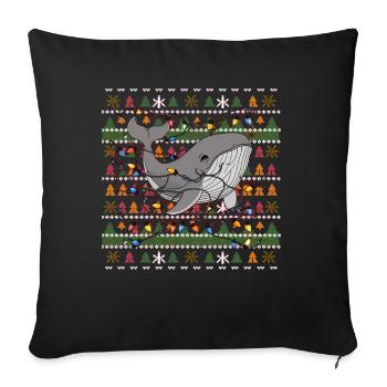 baleine moche Noël Noël Père Noël - Housse de coussin décorative 45 x 45 cm - noir - Devant