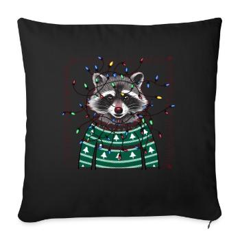 Raccoon Ugly Christmas Christmas Xmas Santa - Sofa pillowcase 17,3'' x 17,3'' (45 x 45 cm) - black - Front