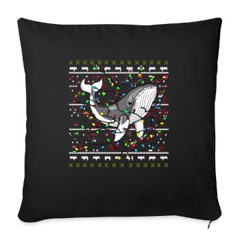 baleine moche Noël Noël Père Noël - Housse de coussin décorative 45 x 45 cm - noir - Devant