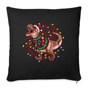 Dinosaure Moche Noël Noël Père Noël - Housse de coussin décorative 45 x 45 cm - noir - Devant