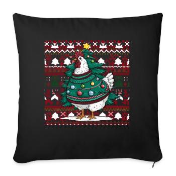 Poulet moche Noël Noël Père Noël - Housse de coussin décorative 45 x 45 cm - noir - Devant