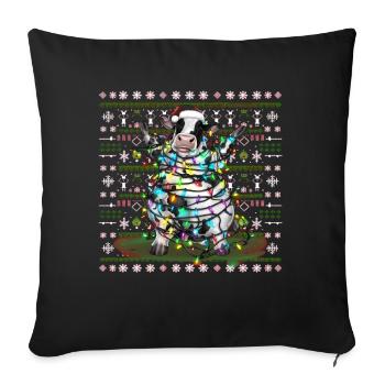 Vache moche Noël Noël Père Noël - Housse de coussin décorative 45 x 45 cm - noir - Devant