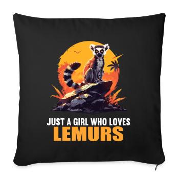 Lémuren Lémuriens Lémurien - Housse de coussin décorative 45 x 45 cm - noir - Devant
