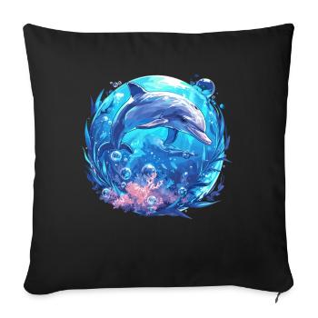 Dolphin Dolphins Dolphin - Sofa pillowcase 17,3'' x 17,3'' (45 x 45 cm) - black - Front
