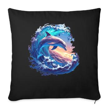 Dolphin Dolphins Dolphin - Sofa pillowcase 17,3'' x 17,3'' (45 x 45 cm) - black - Front