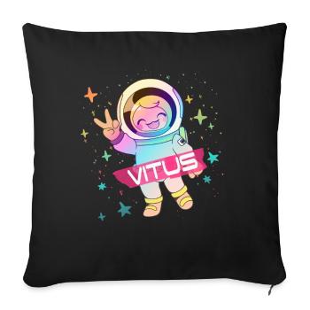 VITUS - Beau nom de garçon avec astronaute mignon - Housse de coussin décorative 45 x 45 cm - noir - Devant