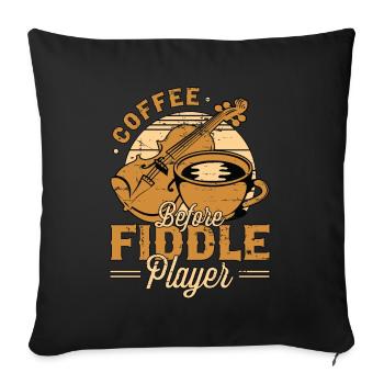 Violoniste Café Avant Violoniste Amateur de café - Housse de coussin décorative 45 x 45 cm - noir - Devant