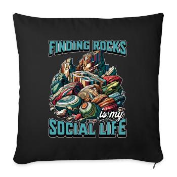 Trouver des roches, c’est collecter des minéraux - Housse de coussin décorative 45 x 45 cm - noir - Devant