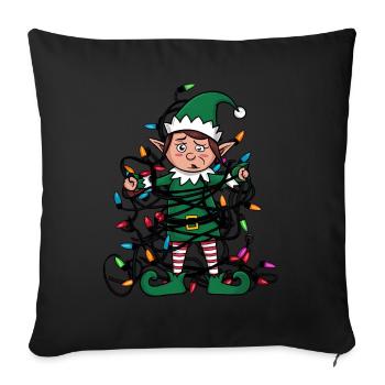 Elfes Noël laid Noël Noël Père Noël - Housse de coussin décorative 45 x 45 cm - noir - Devant