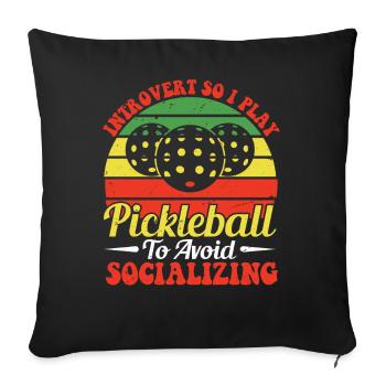 Joueur passionné de pickleball, - Housse de coussin décorative 45 x 45 cm - noir - Devant
