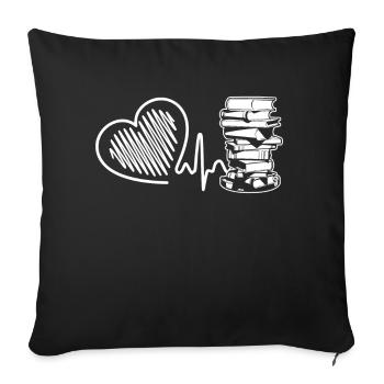 I Love Reading Heartbeat - Sofa pillowcase 17,3'' x 17,3'' (45 x 45 cm) - black - Front