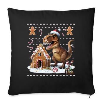 Dinosaur Ugly Christmas Christmas Xmas Trex - Sofa pillowcase 17,3'' x 17,3'' (45 x 45 cm) - black - Front