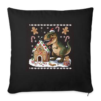 Dinosaur Ugly Christmas Christmas Xmas Trex - Sofa pillowcase 17,3'' x 17,3'' (45 x 45 cm) - black - Front
