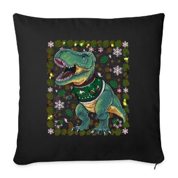 Dinosaur Ugly Christmas Christmas Xmas Trex - Sofa pillowcase 17,3'' x 17,3'' (45 x 45 cm) - black - Front
