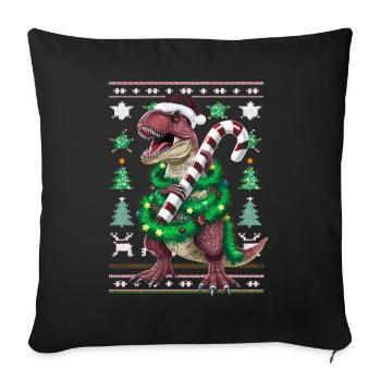 Dinosaur Ugly Christmas Christmas Xmas Trex - Sofa pillowcase 17,3'' x 17,3'' (45 x 45 cm) - black - Front