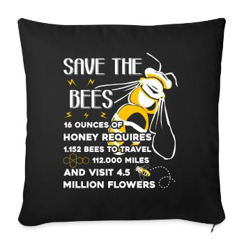 Bee Save The Honey Bees - Sofa pillowcase 17,3'' x 17,3'' (45 x 45 cm) - black - Front