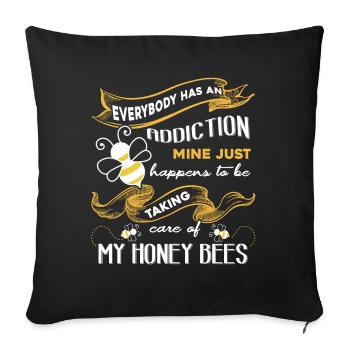 Bee My Addiction Is Honey Bees - Sofa pillowcase 17,3'' x 17,3'' (45 x 45 cm) - black - Front
