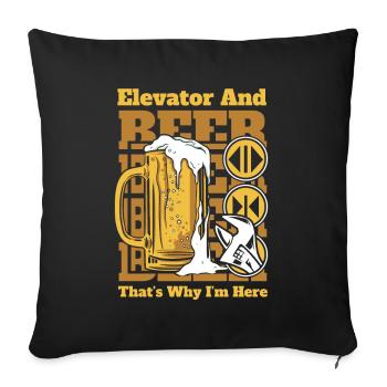 Elevator And Beer That's Why I'm Here Elevator - Sofa pillowcase 17,3'' x 17,3'' (45 x 45 cm) - black - Front