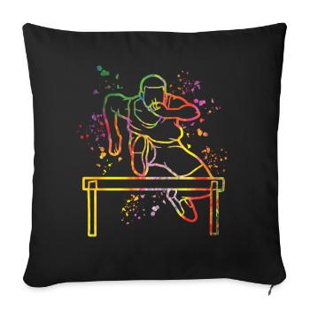 Course de haies Course d’obstacles Courses de haies pour enfants - Housse de coussin décorative 45 x 45 cm - noir - Devant