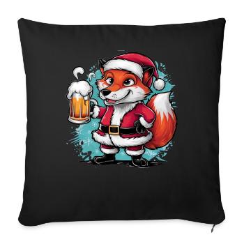Fuchs fox Ugly Christmas Weihnachten Xmas Bier - Sofakissenbezug 45 x 45 cm - Schwarz - Vorne