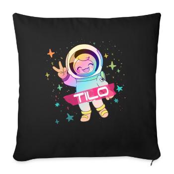 TILO - Beau nom de garçon avec astronaute mignon - Housse de coussin décorative 45 x 45 cm - noir - Devant