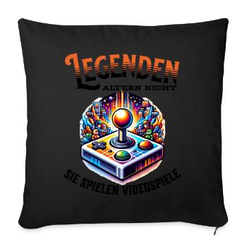 Legends don't age, they go video games - Sofa pillowcase 17,3'' x 17,3'' (45 x 45 cm) - black - Front
