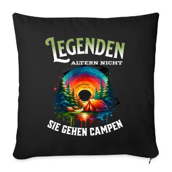 Legends don't age, they go camping - Sofa pillowcase 17,3'' x 17,3'' (45 x 45 cm) - black - Front