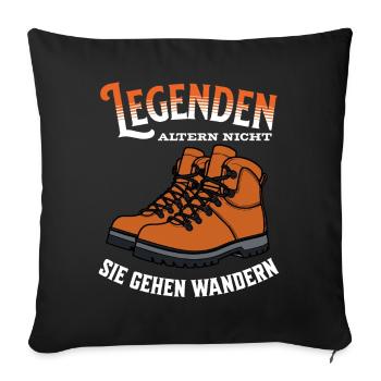 Legends don't age, they go hiking - Sofa pillowcase 17,3'' x 17,3'' (45 x 45 cm) - black - Front