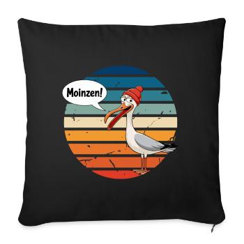 Hamburg Moin Moinzen Seagull North Sea Coast Holiday Fun - Sofa pillowcase 17,3'' x 17,3'' (45 x 45 cm) - black - Front