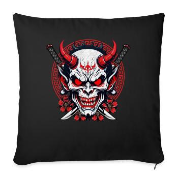 Démon japonais Art Diable - Housse de coussin décorative 45 x 45 cm - noir - Devant