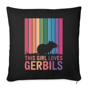 Gerbille disant rat de course fille cadeau de gerbille - Housse de coussin décorative 45 x 45 cm - noir - Devant
